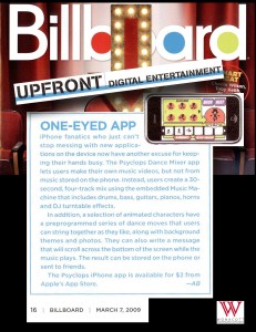PSYCLOPS' iPhone app in Billboard